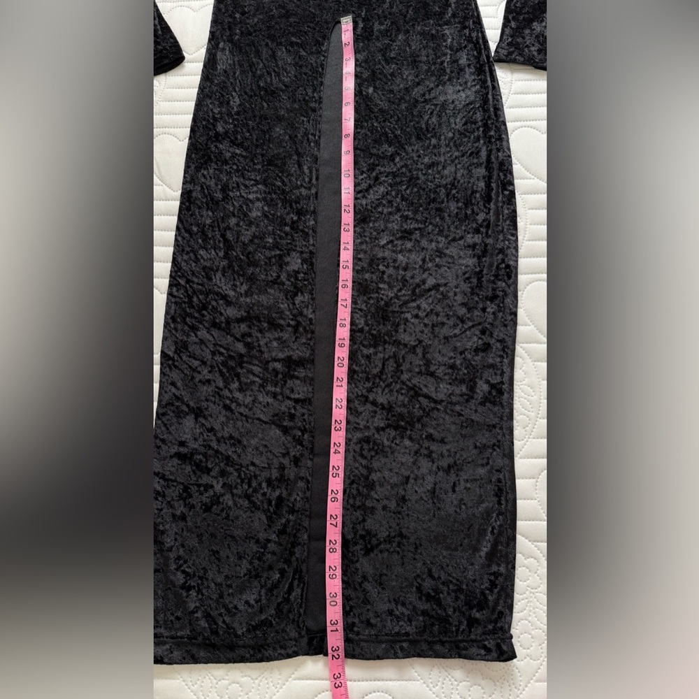 Vintage 90's Duster Maxi Velvet Goth Vamp Long Sleeve Top Medium - Picture 6 of 8